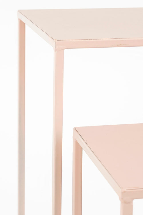 Mica Decorations Quinty Bijzettafel - Set van 3 - L30 x B30 x H70 cm - IJzer - Lichtroze - vtwonen shop