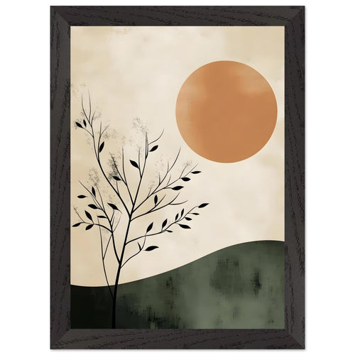 Artfulprints Poster met Lijst Boho – Sunset hill   - A4 21x29.7 cm - Meerkleurig