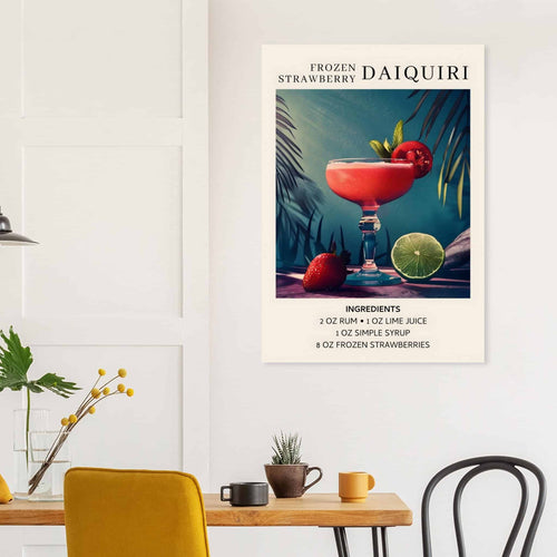 Artfulprints  Frozen Strawberry Daiquiri cocktail - Ingrediënten   poster 70x100 cm - vtwonen shop