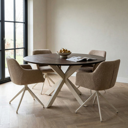 StarFurn Eettafel Madison - Deens Ovaal Bruin/Zand - 130x130x76cm