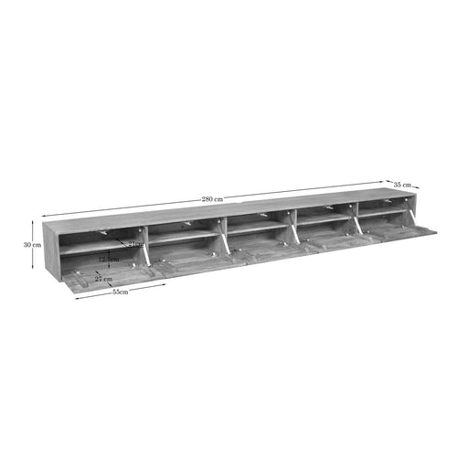 Starfurn Tv-meubel Vision - Naturel Hout - 280x30x35cm