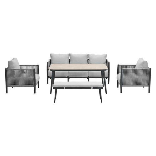 Garden Impressions lounge dining set Tavira grey sand - 5-delig