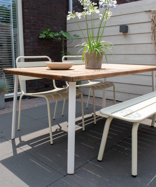 MaximaVida metalen tuinbank Max 120 cm ivoor - zonder rugleuning - vtwonen shop