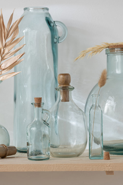 J-Line decoratie fles Werveling Rond Vierkant - glas - small - 3 stuks