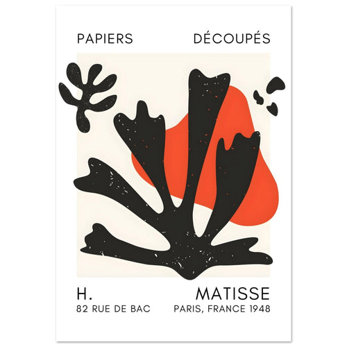 Artfulprints Poster met Lijst Matisse – Abstract bloom black   - 70x100 cm - Zwart