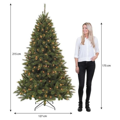 Triumph Tree Bristlecone Kunstkerstboom met LED Verlichting - Kunst Kerstboom H215 x Ø127 cm - Donkergroen