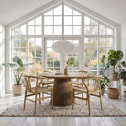 Furnhouse uitschuifbare eettafel Svendborg - Natuurlijk eikenhout - Ø 120/220x120 cm