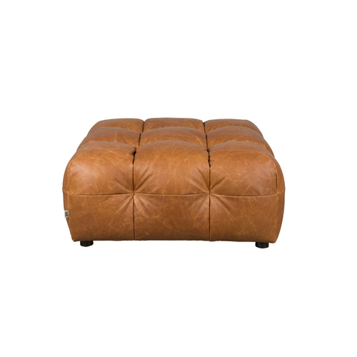 Dutchbone Hackman Hocker Leer Cognac Bruin - vtwonen shop