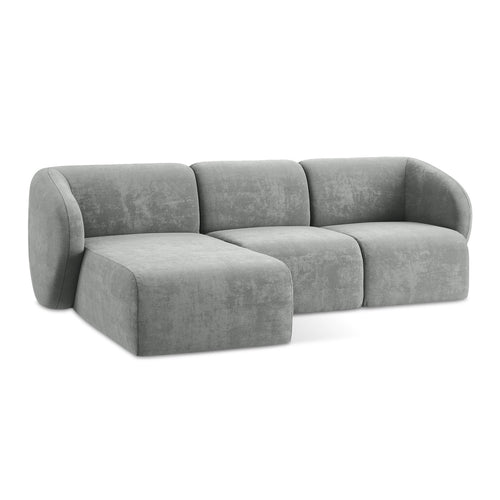 LaMiaSofa hoekbank links Cervo - chenille stof - grijs - 248x166x95