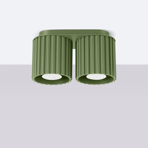 Sollux Lighting Plafondlamp AURA 2 olijfgroen GU10 - 21x10x12cm