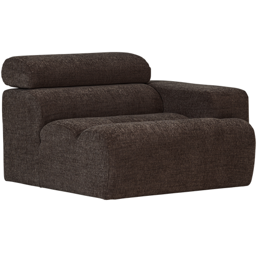 WOOOD 1-zits element bank arm rechts Novi - Polyester - Donkerbruin - 86x109x113