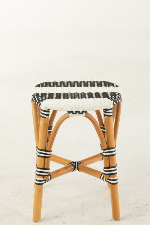 J-Line kruk Live - rotan - wit/zwart - small