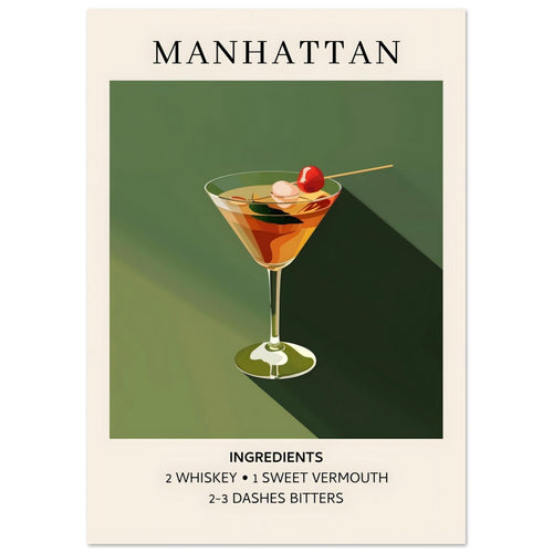 Artfulprints  Manhattan cocktail - Ingrediënten   poster A4 21x29.7 cm - vtwonen shop