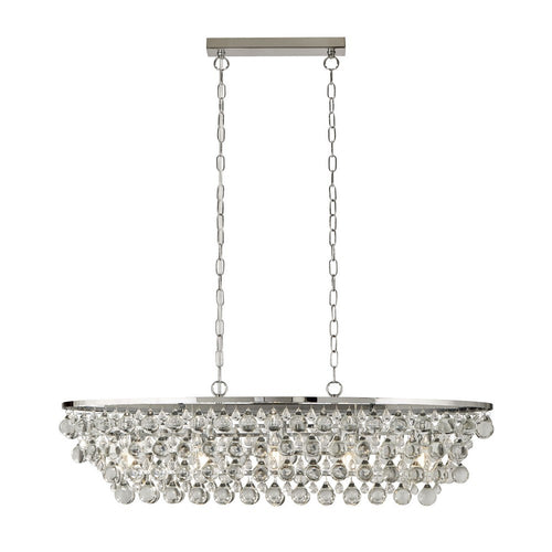 Searchlight MICHELLE - Hanglamp van 5 licht chroom, ovaal met glazen bollen