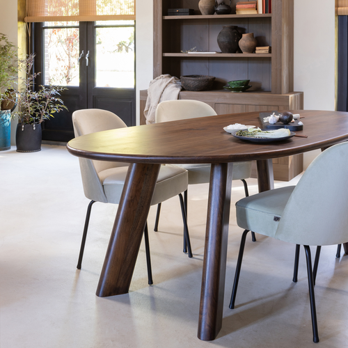 WOOOD eetkamertafel Roundly - Mangohout - Walnoot - 76x200x100 - vtwonen shop