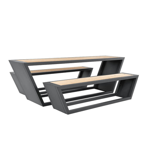 HOME DELUXE Stalen zitset KOBON antraciet - Made in Germany - 2 x bank + 1 x tafel