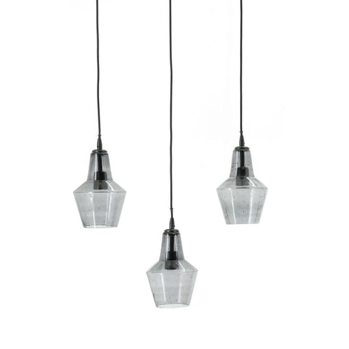 FurniLux Hanglamp Orion Glas, 3-lamps - Zwart - 16x65x125cm
