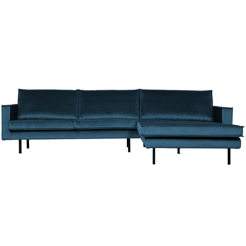 WOOOD chaise longue rechts Rodeo - Velvet - Blauw - 85x300x155 - vtwonen shop