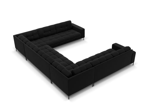 Cosmopolitan Design Panoramische bank Bali 9-zits, flueel, zwart - 256x327x75cm
