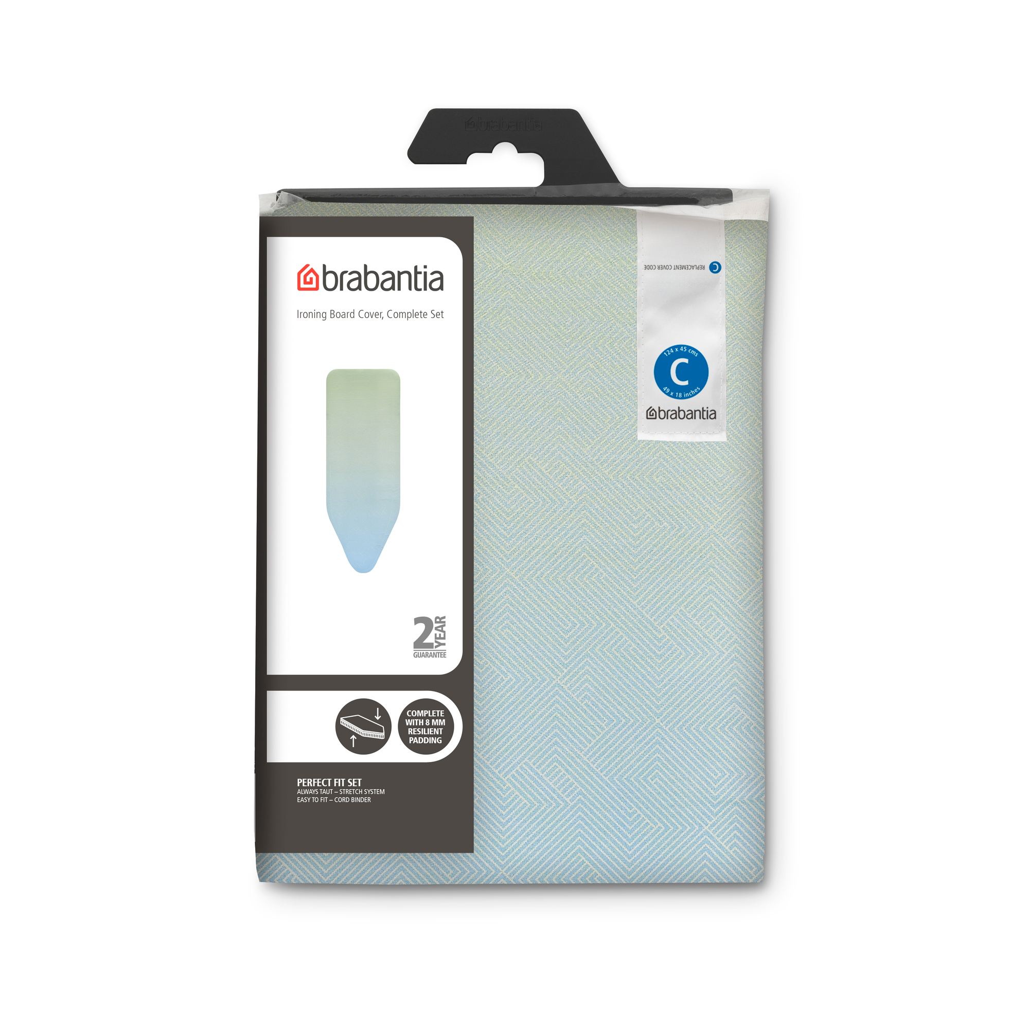 Brabantia Strijkplankhoes Toplaag, 2mm Schuimlaag, Fresh Breeze, Strijkplank B (124 x 38 cm