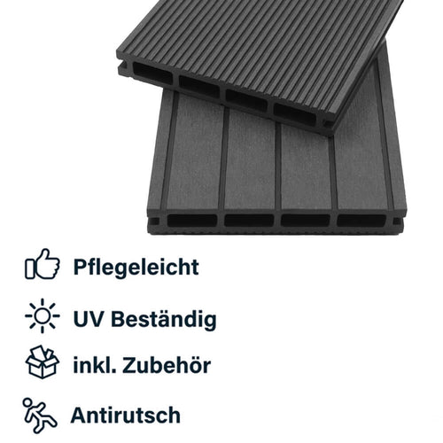 Home Deluxe - WPC terrasplanken complete set (incl. onderstructuur) SAMANA | kleur: antraciet, afmeting: 10 m²