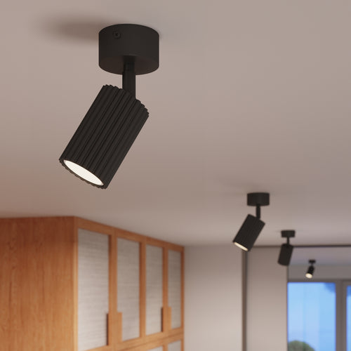 Sollux Lighting Plafondlamp KARBON 1 zwart - 7x7x18cm