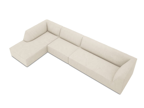 Micadoni linker hoekbank Ruby 5-zits, ribfluwelen, lichtbeige - 180x366x69cm