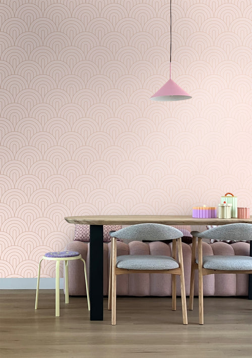 ESTAhome behang art deco bogen zacht roze en roségoud - 53 cm x 10.05 m - 139217