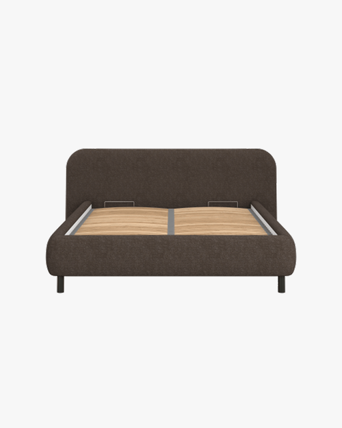 noo.ma Mumo gestoffeerd bed 180x200 - chocoladebruin bouclé
