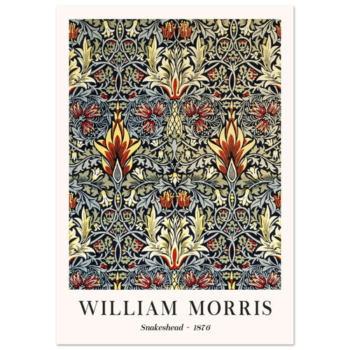 Artfulprints Poster met Lijst William Morris - Snakeshead 1876   - 70x100 cm - Blauw