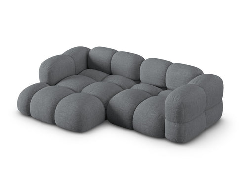 Cosmopolitan Design linker hoekbank Loretto 3-zits, structurele stof grijs - 147x250x68cm