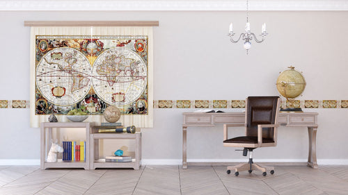 Sanders & Sanders zelfklevende behangrand vintage wereldkaart beige - 500 x 14 cm - 600074