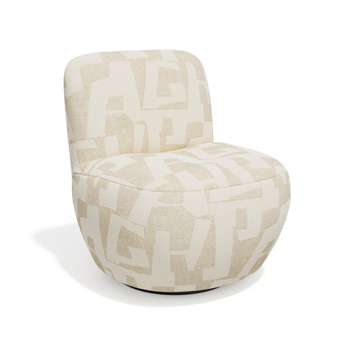 Sia Home - Draaibare fauteuil JENA - structuurstof met patroon ecru 65cm