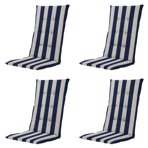 Madison tuinstoelkussen hoge rug Amora - blauw - 123x50x5cm - set van 4