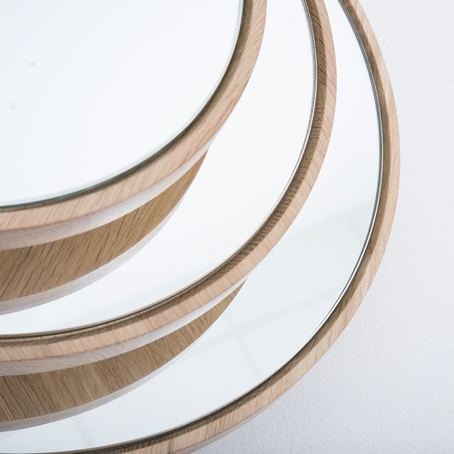 Gazzda Look Mirror Ronde Eikenhouten Wandspiegel Ø 32 cm - Whitewash