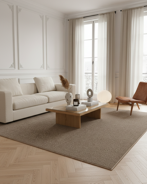 AFK Living vloerkleed Mono - Vloerkleed met getextureerd schapenvacht-effect - taupe - 120x160 cm