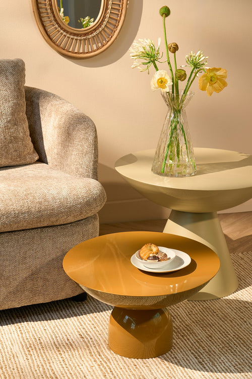 Mica Decorations Celise Bijzettafel - H44 x Ø59 cm - Metaal - Beige - vtwonen shop