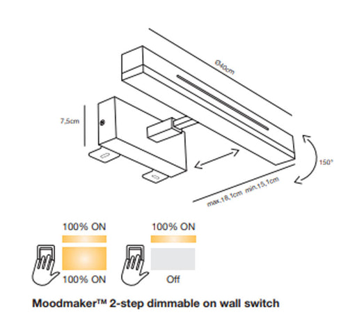 Nordlux Otis Wandlamp M - LED - 3000K - Chroom