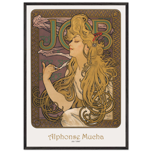 Artfulprints Poster met Lijst Alphonse Mucha - Job   - 70x100 cm - Bruin