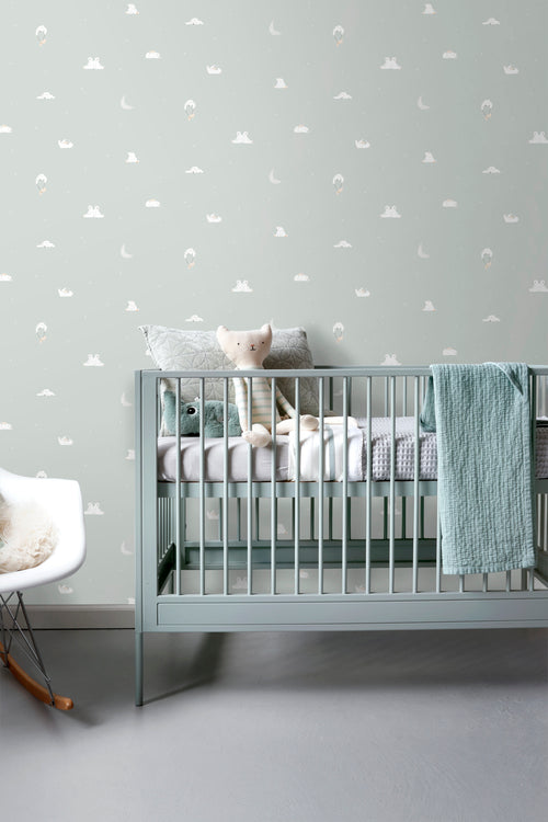 Sanders & Sanders behang beertjes vergrijsd mintgroen - 53 cm x 10 m - 640291