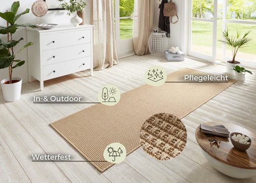 Flatwoven Runner for In & Outdoor Nature 600 in Sisal-Look 80x450 cm - vtwonen shop