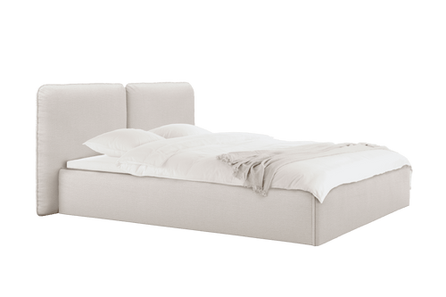 noo.ma gestoffeerd bed Cloud Beige met opbergruimte - 140x200 cm dubbel