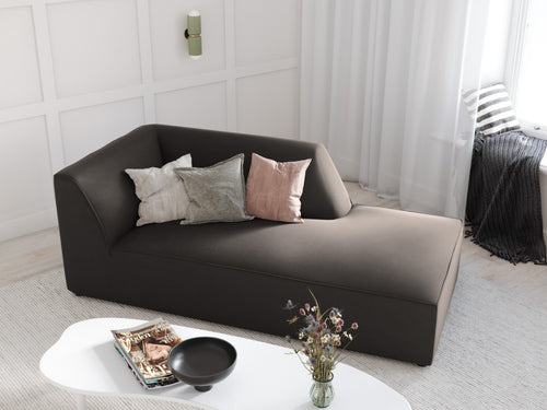 Micadoni - Rechter chaise longue "Ruby" flueel, donkergrijs - 180x93x69cm