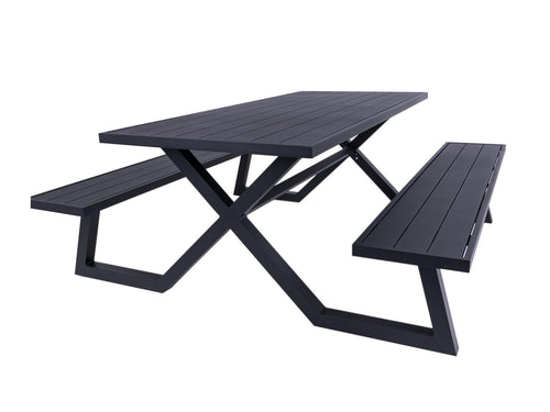 MaximaVida luxe aluminium picknicktafel Dex 200 cm zwart met exclusieve omlijsting - vtwonen shop