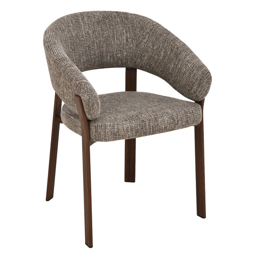 DÉJA Living Eetkamerstoel Chera - Taupe/Walnoot - Set van 2