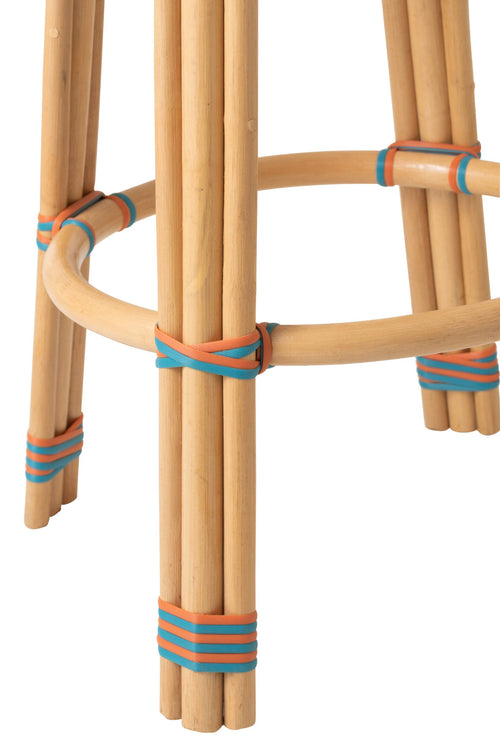 J-Line kruk Geo - polyresin/rotan - oranje/turquoise - 2 stuks