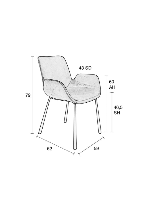 Zuiver Brit LL Eetkamerstoelen met armleuning Bruin - Set van 2 - vtwonen shop