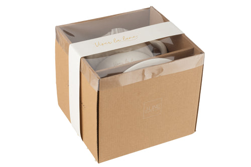 J-Line theekop + theepot 'Viser La Lune' - porselein - wit/goud - vtwonen shop