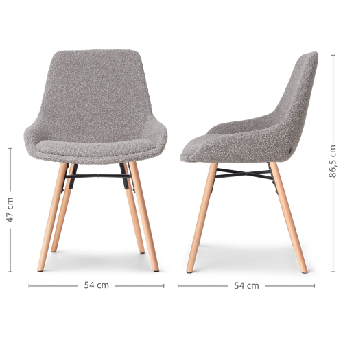 Nolon Nena-Isa Eetkamerstoelen Set van 2 - Bouclé Taupe - Houten Poten