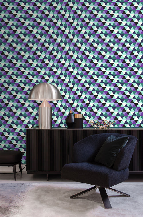 Origin Wallcoverings behang grafische driehoeken paars en licht azuurblauw - 53 cm x 10,05 m - 347204 - vtwonen shop